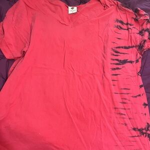 Pink Tie-Dye V-Neck T-Shirt